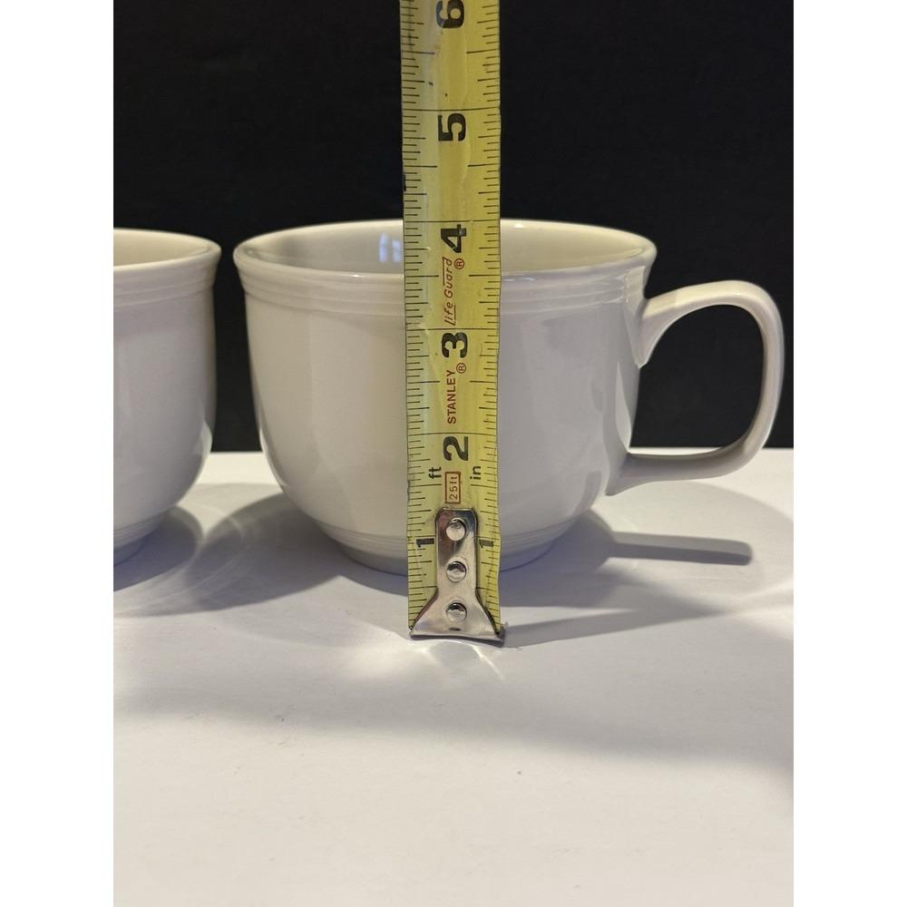 Fishs Eddy White Coffee Mugs Set of 2 Oversized 4" Restaurant Ware Cups - Picture 5 of 7